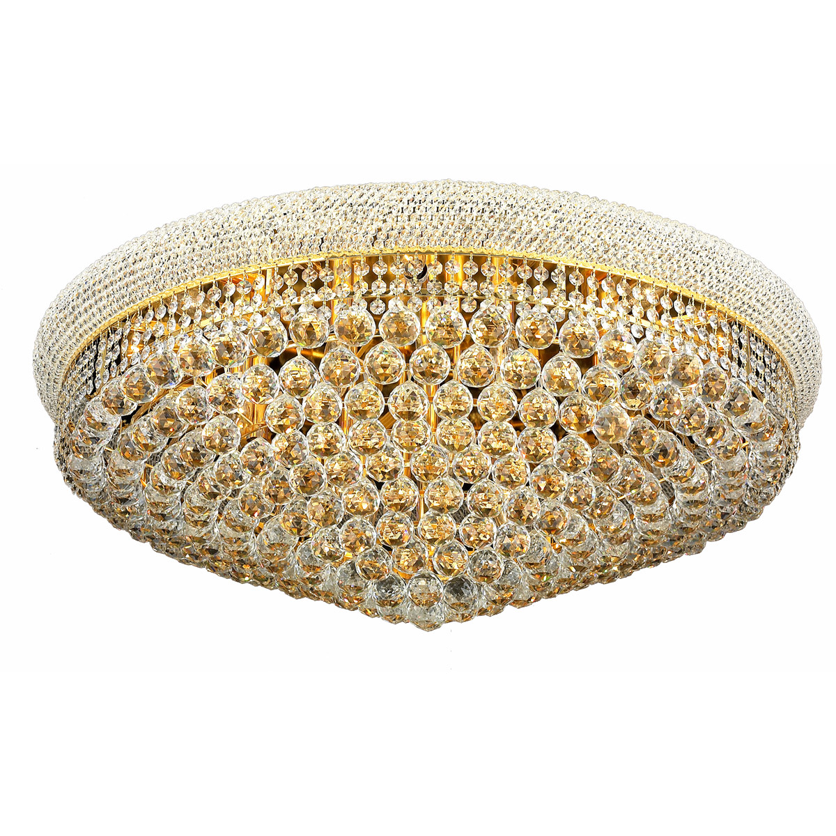 CRYSTAL CHANDELIER FLUSH MOUNT GOLD EMPIRE QUALITY CEILING LIGHTING 20