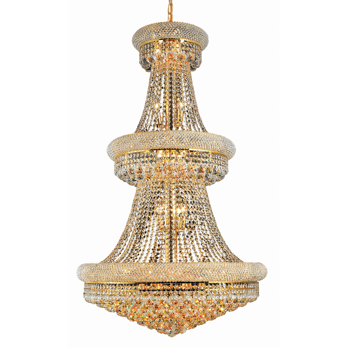 Elegant Lighting V1800G30G/RC Primo 32 Light 30 inch Gold Foyer Ceiling Light in Royal Cut