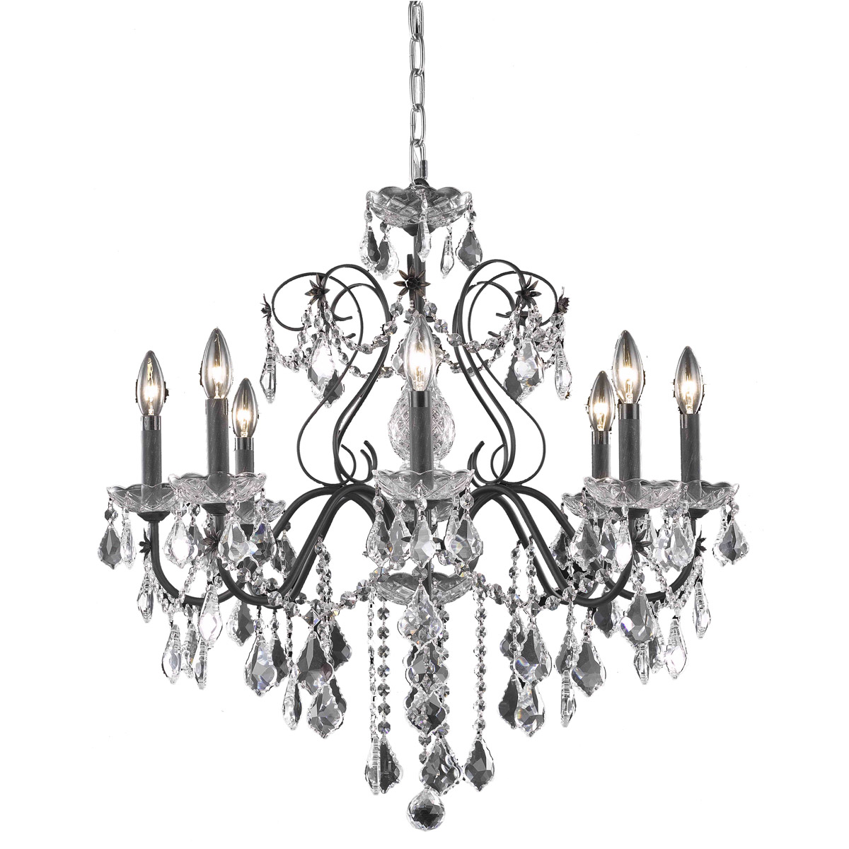 Elegant Lighting V2015D26DB/RC St. Francis 8 Light 26 inch Dark Bronze Dining Chandelier Ceiling Light in Royal Cut