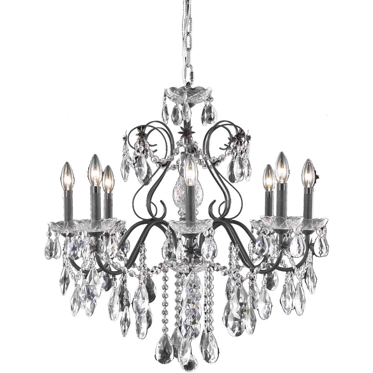 Elegant Lighting 2016D26DB/RC St. Francis 6 Light 24 inch Dark Bronze Dining Chandelier Ceiling Light in Royal Cut