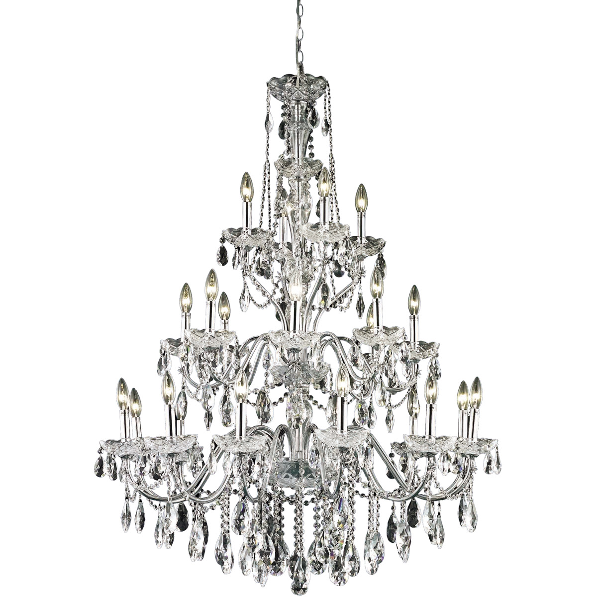Elegant Lighting 2016G36C/RC St. Francis 24 Light 36 inch Chrome Foyer Ceiling Light in Royal Cut