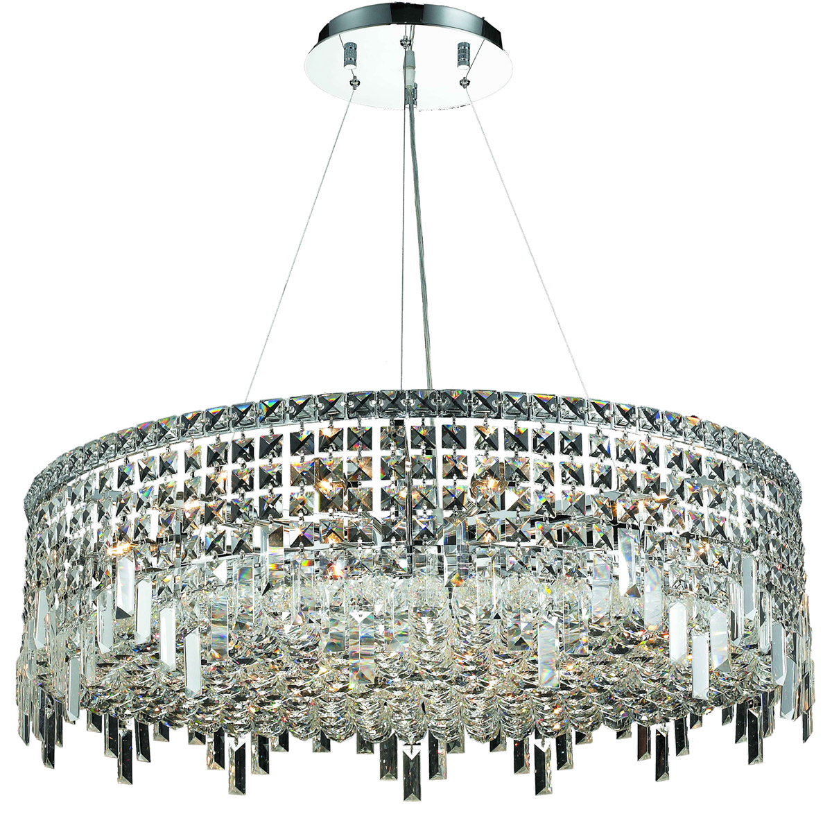 Elegant Lighting V2031D32C/RC Maxime 18 Light 32 inch Chrome Dining Chandelier Ceiling Light in Royal Cut
