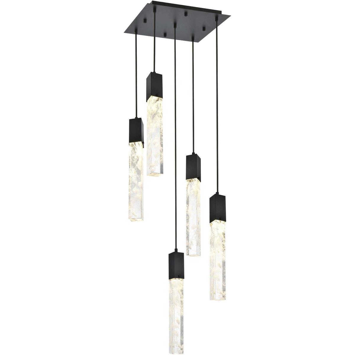 Elegant Lighting 2088D16BK Aurora 5 Light 16 inch Black Pendant Ceiling Light