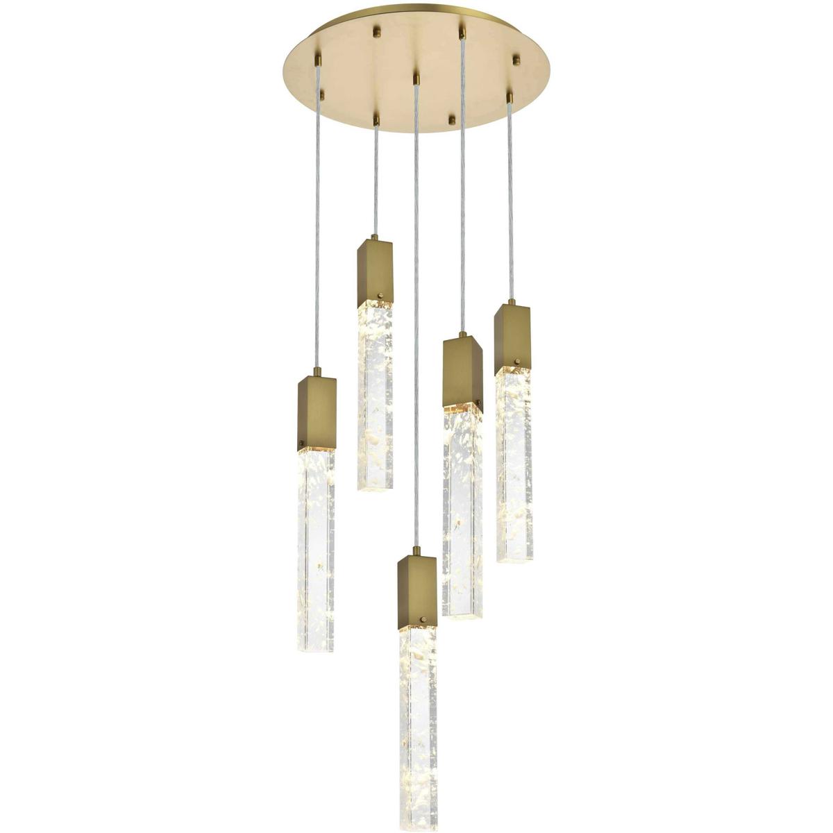 Elegant Lighting 2089D20SG Aurora 5 Light 20 inch Satin Gold Chandelier Ceiling Light