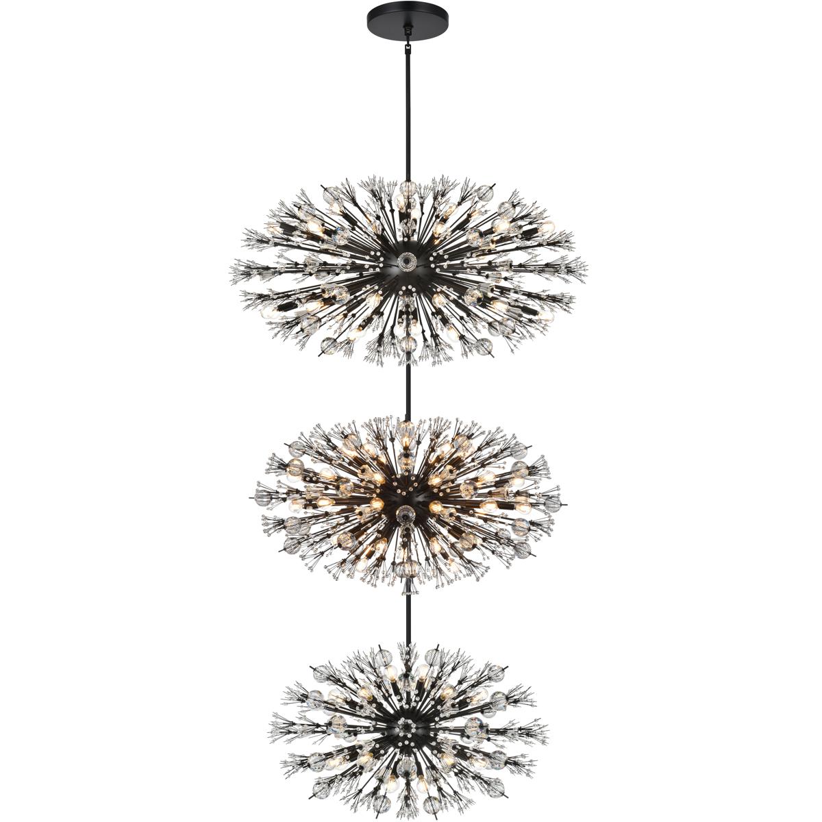 Elegant Lighting 2500G48L3BK Vera 100 Light 25.5 inch Black Chandelier Ceiling Light