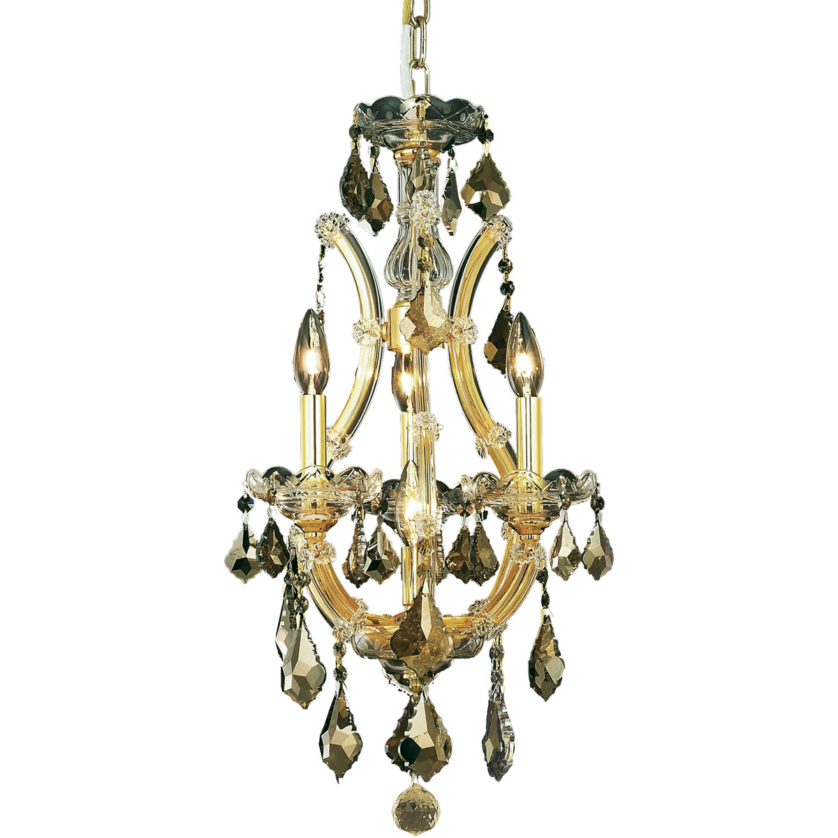 Elegant Lighting 2800D12G-GT/RC Maria Theresa 4 Light 12 inch Gold Pendant Ceiling Light in Golden Teak, Royal Cut