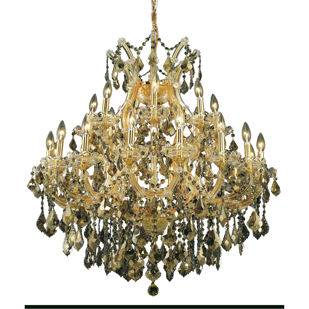 Elegant Lighting 2800D36GGTRC Maria Theresa 24 Light 36 inch Gold Dining Chandelier Ceiling Light in Golden Teak Royal Cut