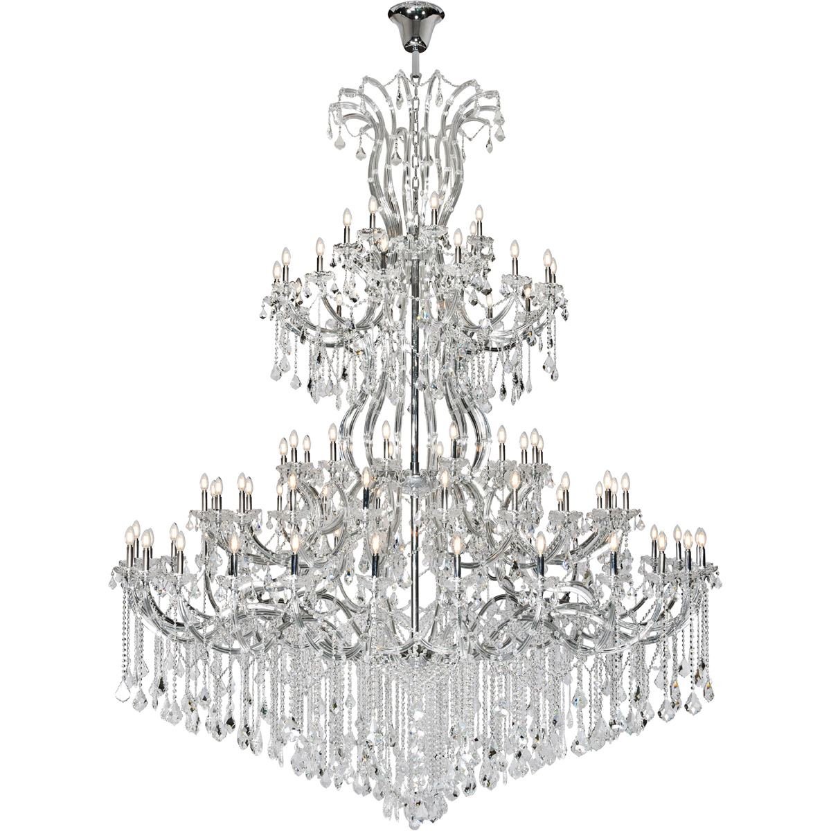 Elegant Lighting 2800G120C/RC Maria Theresa 84 Light 96 inch Chrome Chandelier Ceiling Light in Royal Cut