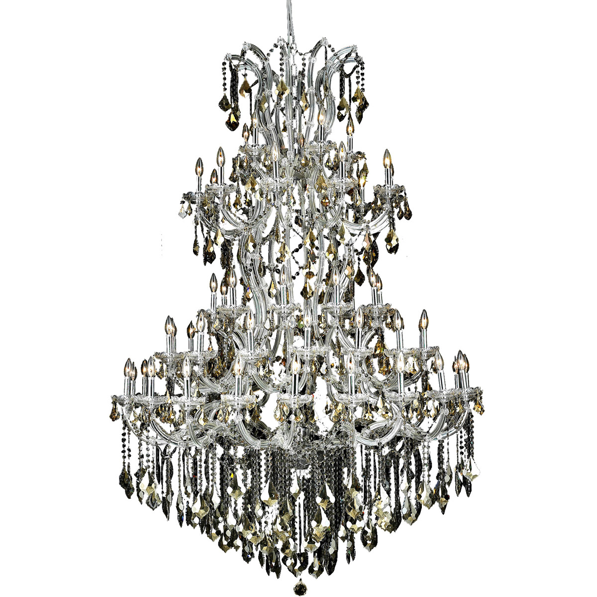 Elegant Lighting 2800G54C-GT/RC Maria Theresa 61 Light 54 inch Chrome Foyer Ceiling Light in Golden Teak, Royal Cut