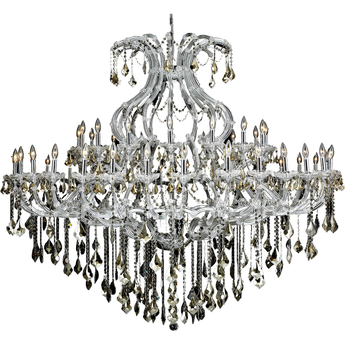 Elegant Lighting 2800G72C-GT/RC Maria Theresa 49 Light 72 inch Chrome Foyer Ceiling Light in Golden Teak, Royal Cut
