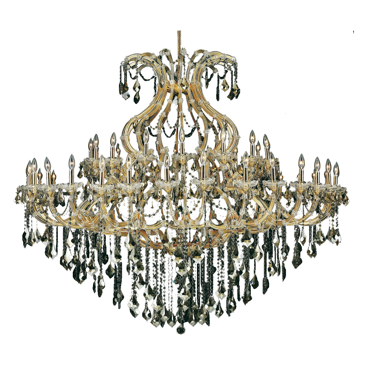 Elegant Lighting 2800G72G-GT/RC Maria Theresa 49 Light 72 inch Gold Foyer Ceiling Light in Golden Teak, Royal Cut