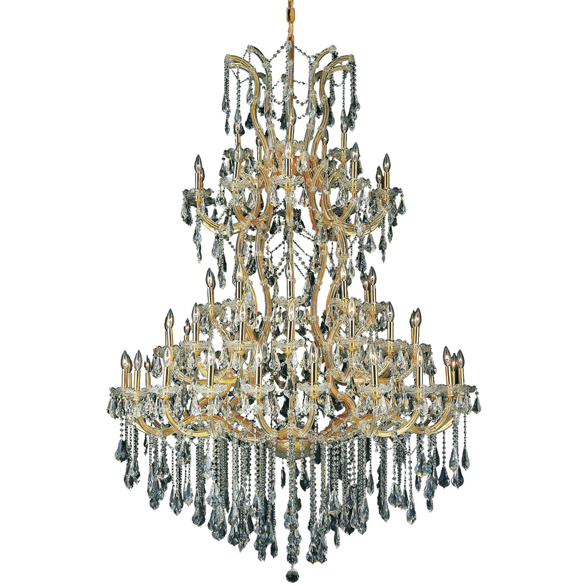 Elegant Lighting 2801G54G/RC Maria Theresa 61 Light 54 inch Gold Foyer Ceiling Light in Clear