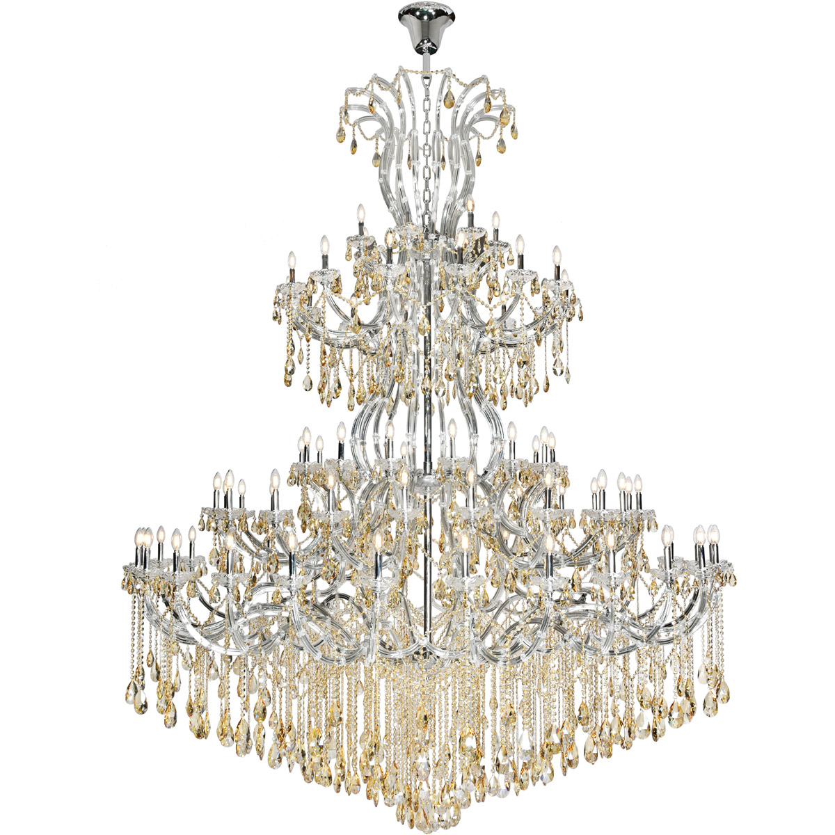 Elegant Lighting 2803G120C-GS/RC Maria Theresa 84 Light 96 inch Chrome Chandelier Ceiling Light in Golden Shadow, Royal Cut