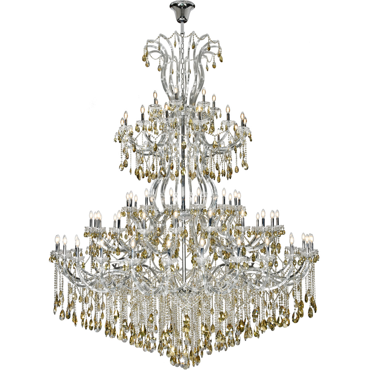 Elegant Lighting 2803G120C-GT/RC Maria Theresa 84 Light 96 inch Chrome Chandelier Ceiling Light in Golden Teak, Royal Cut