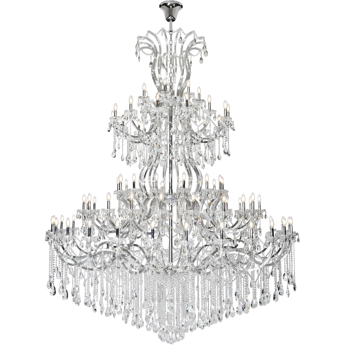 Elegant Lighting 2803G120C/RC Maria Theresa 84 Light 96 inch Chrome Chandelier Ceiling Light in Clear, Royal Cut