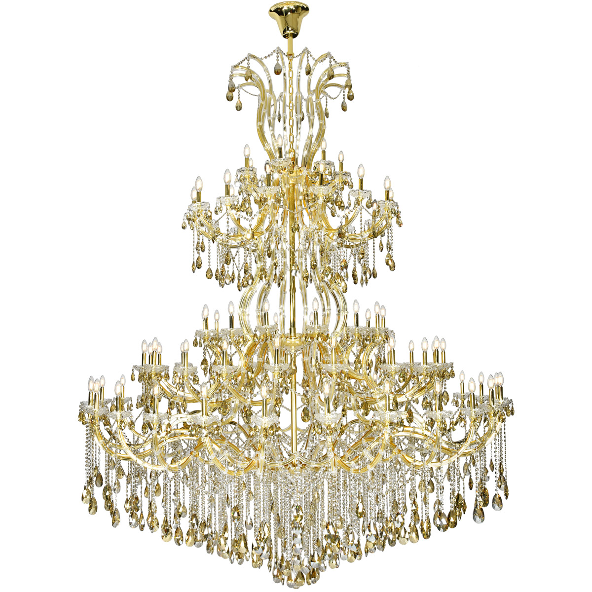 Elegant Lighting 2803G120G-GT/RC Maria Theresa 84 Light 96 inch Gold Chandelier Ceiling Light in Golden Teak, Royal Cut