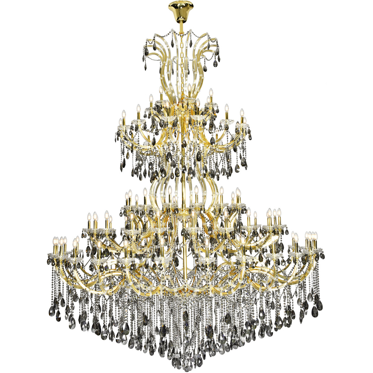 Elegant Lighting 2803G120G-SS/RC Maria Theresa 84 Light 96 inch Gold Chandelier Ceiling Light in Silver Shade, Royal Cut