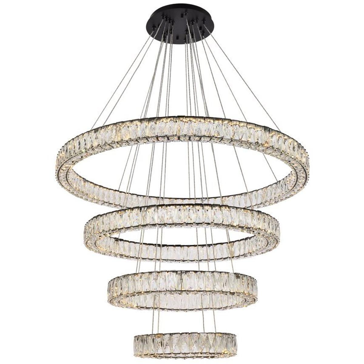 Elegant Lighting 3503G41BK Monroe 4 Light 41 inch Black Chandelier Ceiling Light