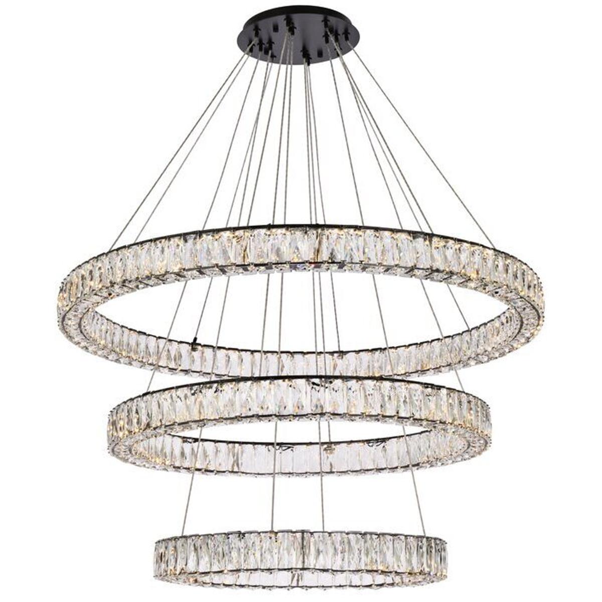 Elegant Lighting 3503G41LBK Monroe 3 Light 41 inch Black Chandelier Ceiling Light