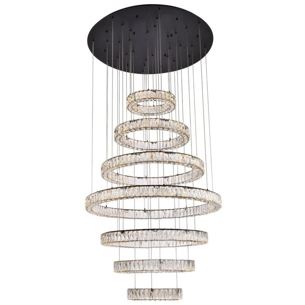 Elegant Lighting 3503G7LBK Monroe 7 Light 40 inch Black Chandelier Ceiling Light