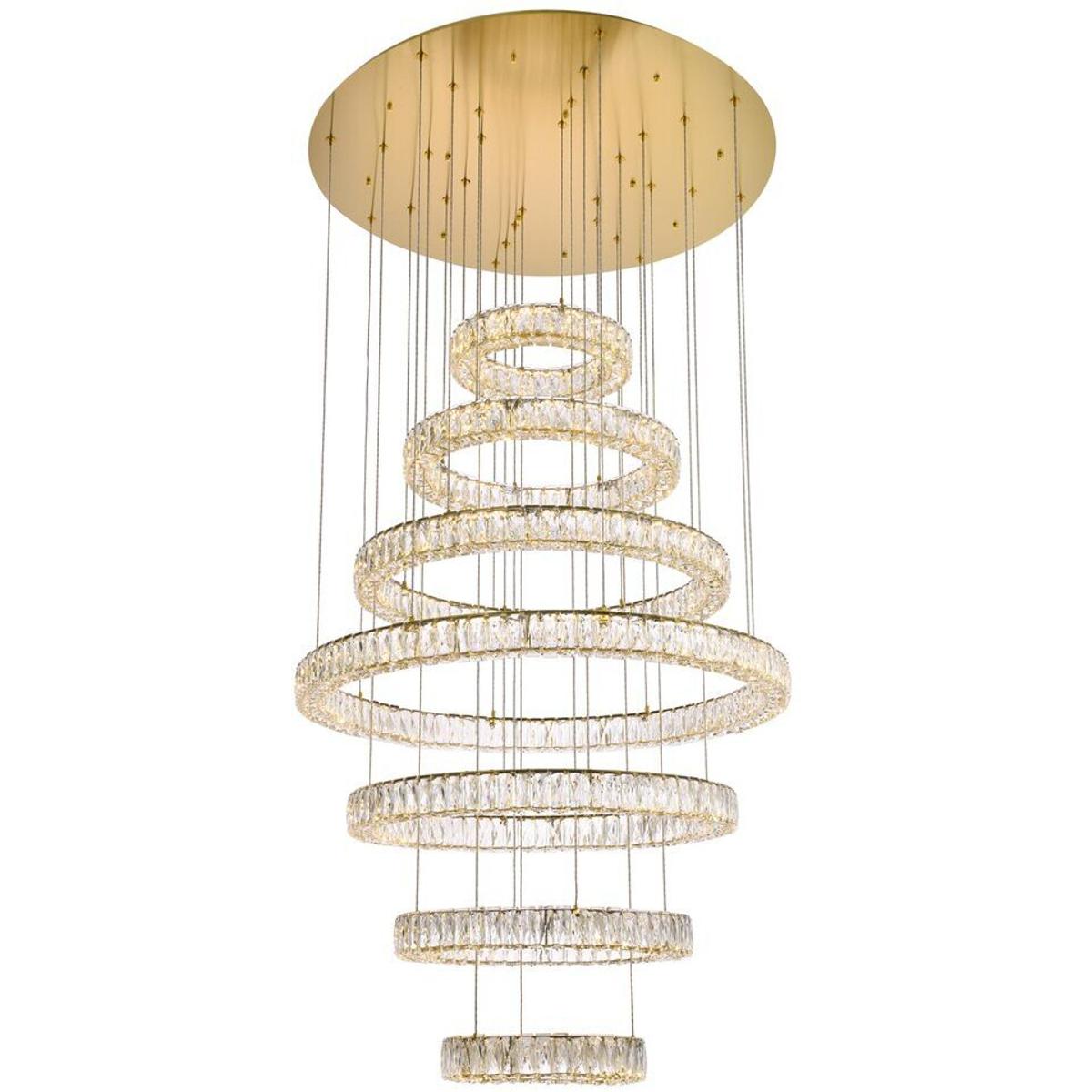 Elegant Lighting 3503G7LG Monroe 7 Light 40 inch Gold Chandelier Ceiling Light