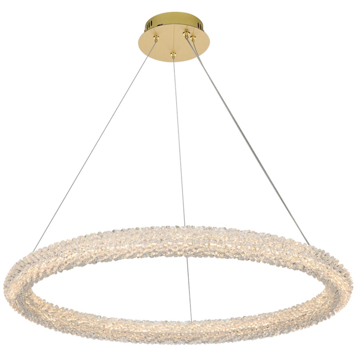 Elegant Lighting 3800D31SG Bowen 1 Light 32 inch Satin Gold Chandelier Ceiling Light
