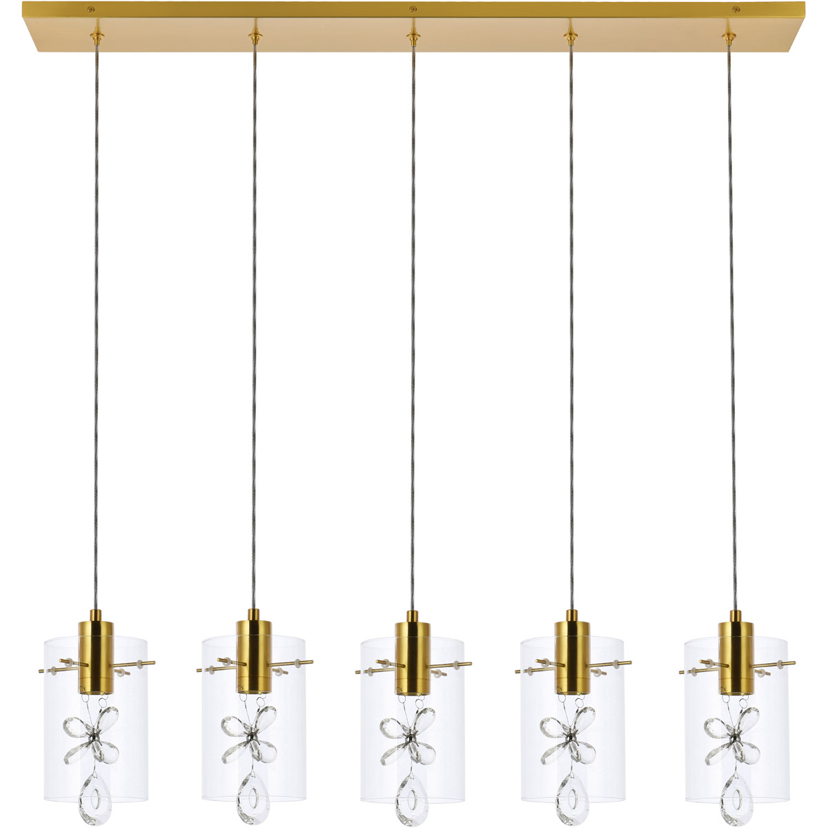 Elegant Lighting Hana 36 Inch 5 Light LED Linear Suspension Light Hana - 5202D36G - Industrial