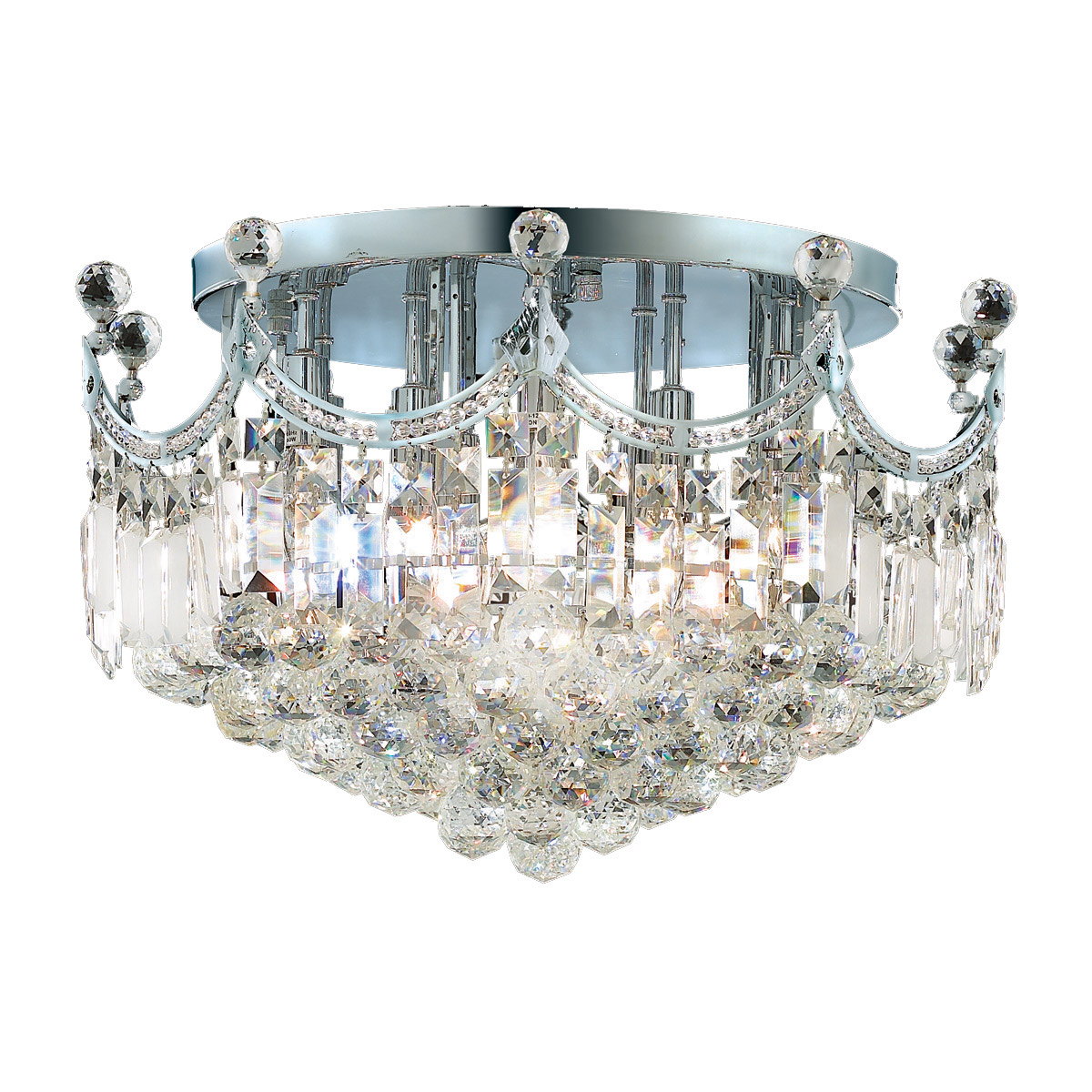Elegant Lighting V8949F20C/RC Corona 9 Light 20 inch Chrome Flush Mount Ceiling Light in Royal Cut