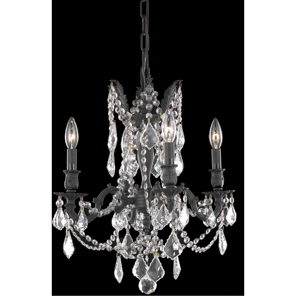 Elegant Lighting 9204D17DB/RC Rosalia 4 Light 17 inch Dark Bronze Dining Chandelier Ceiling Light in Clear, Royal Cut