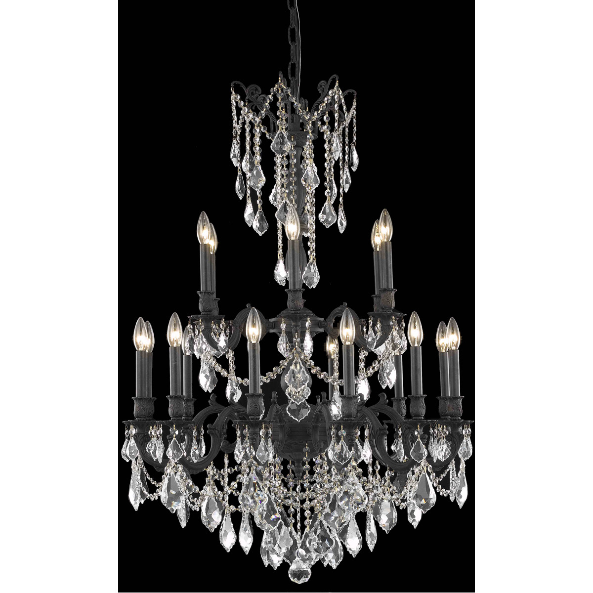 Elegant Lighting 9218D32DB/RC Rosalia 18 Light 32 inch Dark Bronze Dining Chandelier Ceiling Light