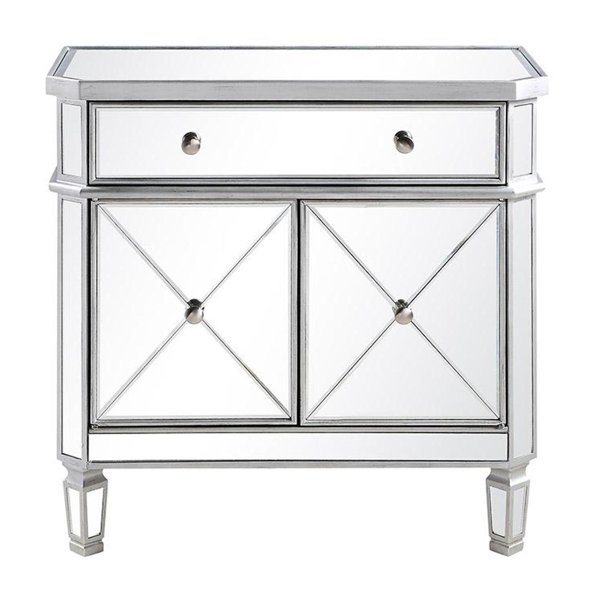 Elegant Lighting MF6-1002SC Contempo Silver with Clear Mirror Cabinet in Silver and Clear Mirror