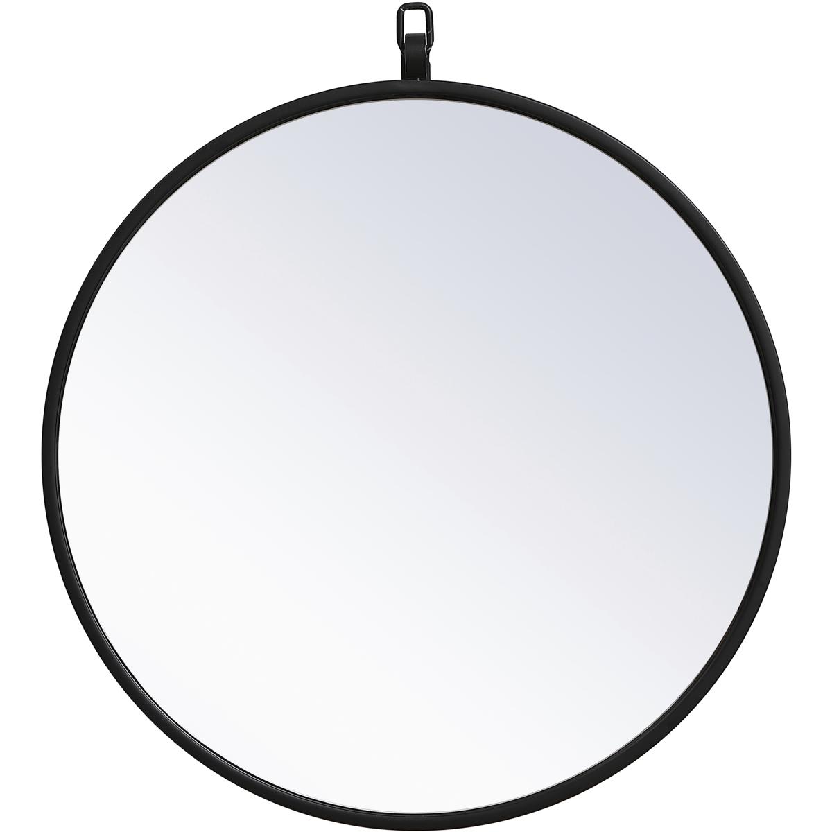 MR4718BK 18 in. Metal Frame Round Mirror with Decorative Hook, Black