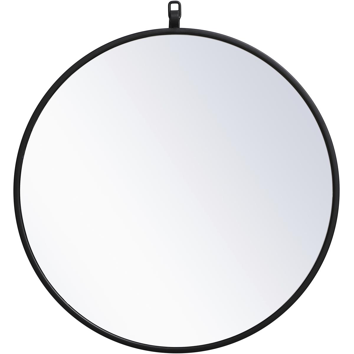MR4721BK 21 in. Metal Frame Round Mirror with Decorative Hook, Black