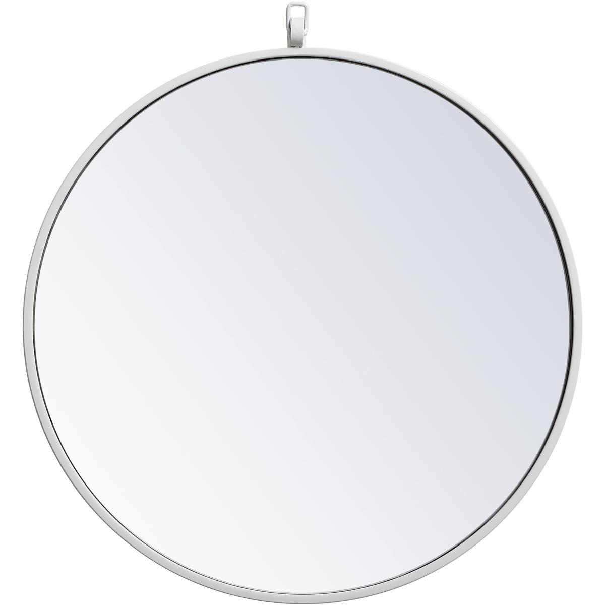 MR4721WH 21 in. Metal Frame Round Mirror with Decorative Hook, White