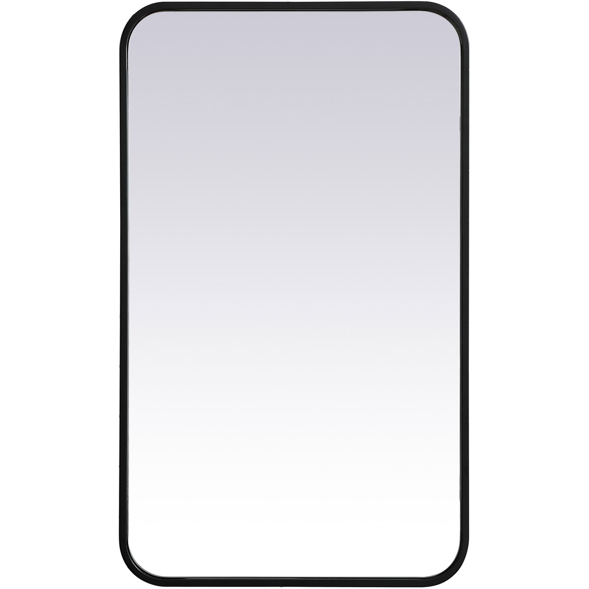 Elegant Lighting MR801830BK 18 x 30 in. Soft Corner Metal Rectangular Mirror, Black