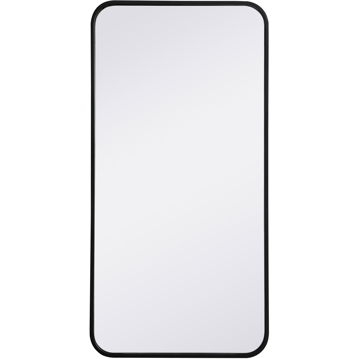 Elegant Lighting MR801836BK 18 x 36 in. Soft Corner Metal Rectangular Mirror, Black