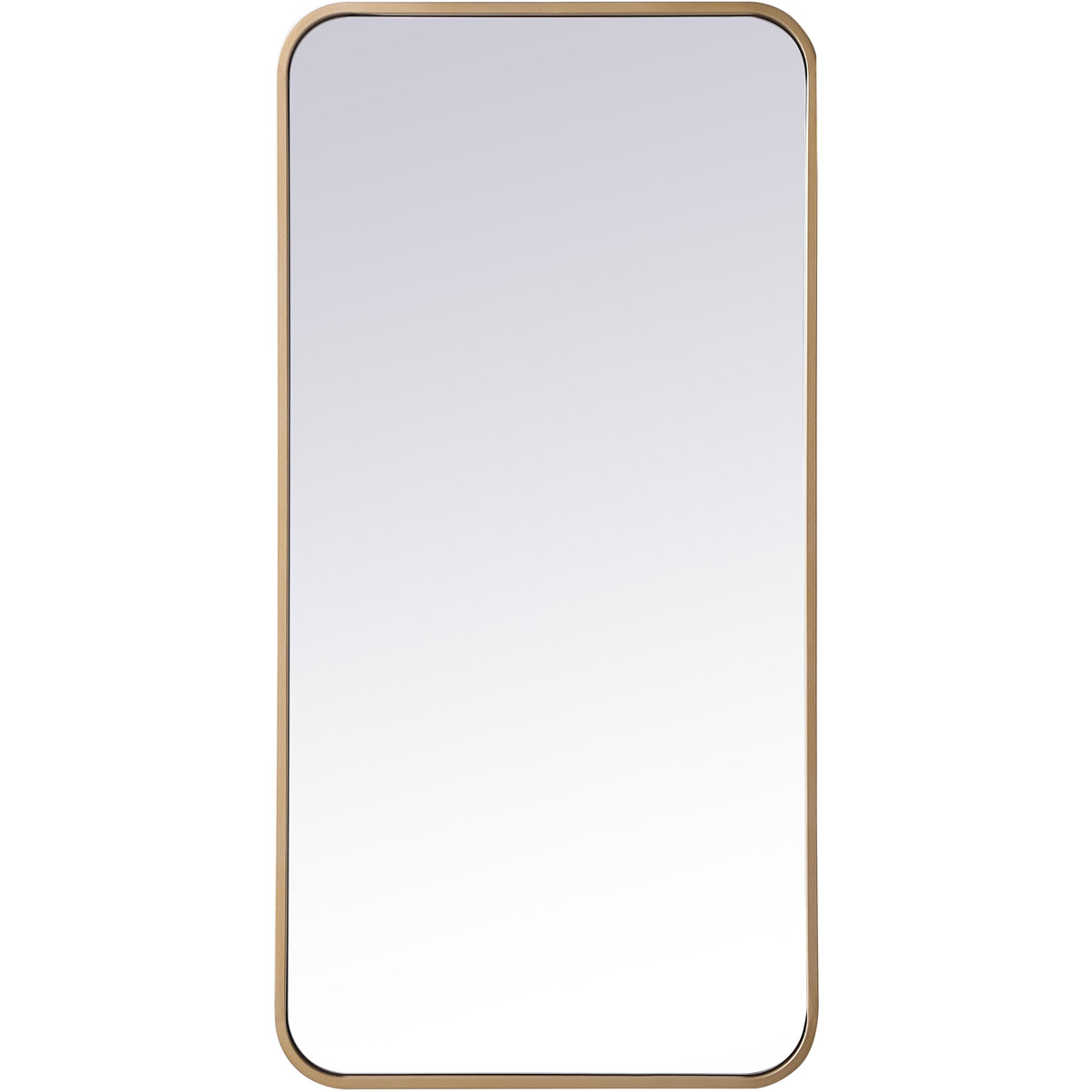 Elegant Lighting MR801836BR 18 x 36 in. Soft Corner Metal Rectangular Mirror, Brass