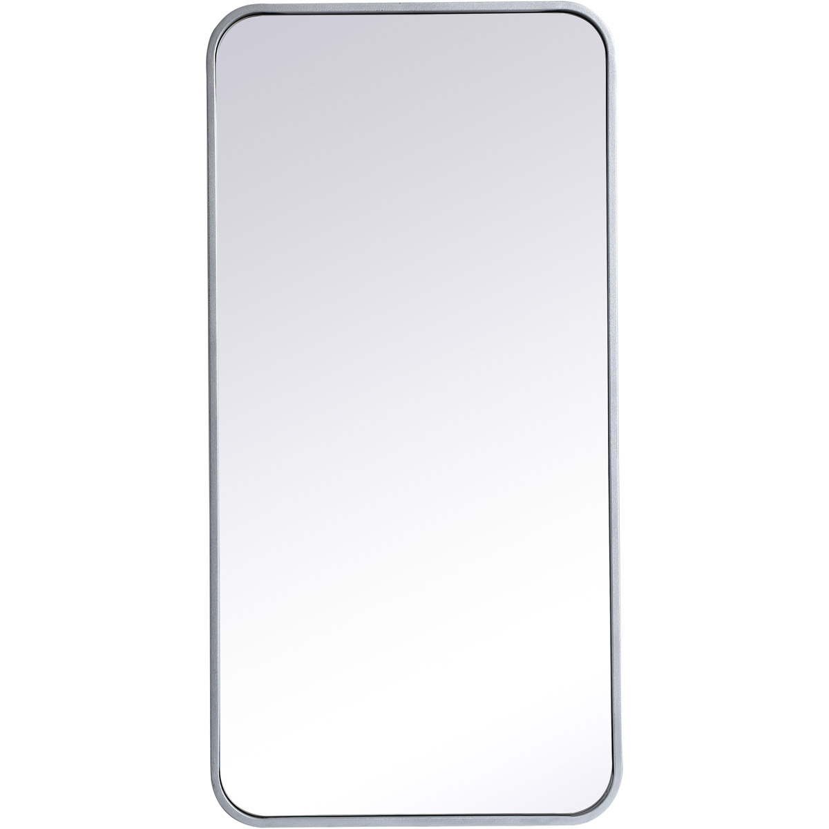 Elegant Lighting MR801836S 18 x 36 in. Soft Corner Metal Rectangular Mirror, Silver