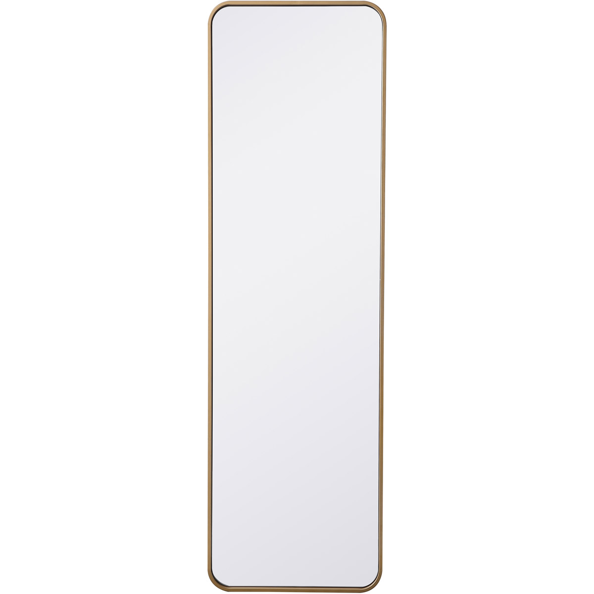 MR801860BR 60 x 18 in. Evermore Modern Soft Corner Metal Rectangular Mirror, Brass