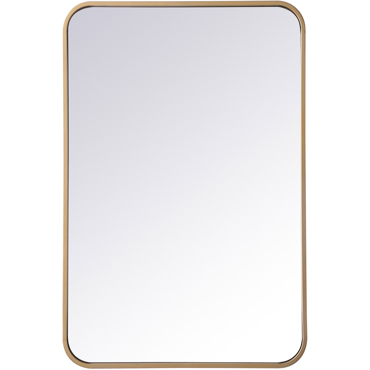Elegant Lighting MR802030BR 20 x 30 in. Soft Corner Metal Rectangular Mirror, Brass