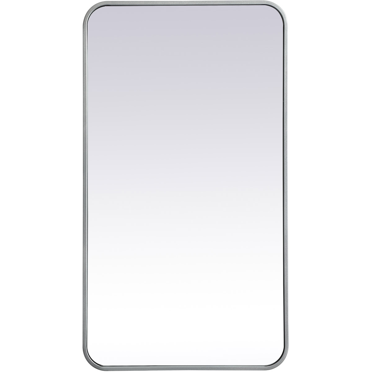 Elegant Lighting MR802036S 20 x 36 in. Evermore Soft Corner Rectangular Metal Mirror, Silver