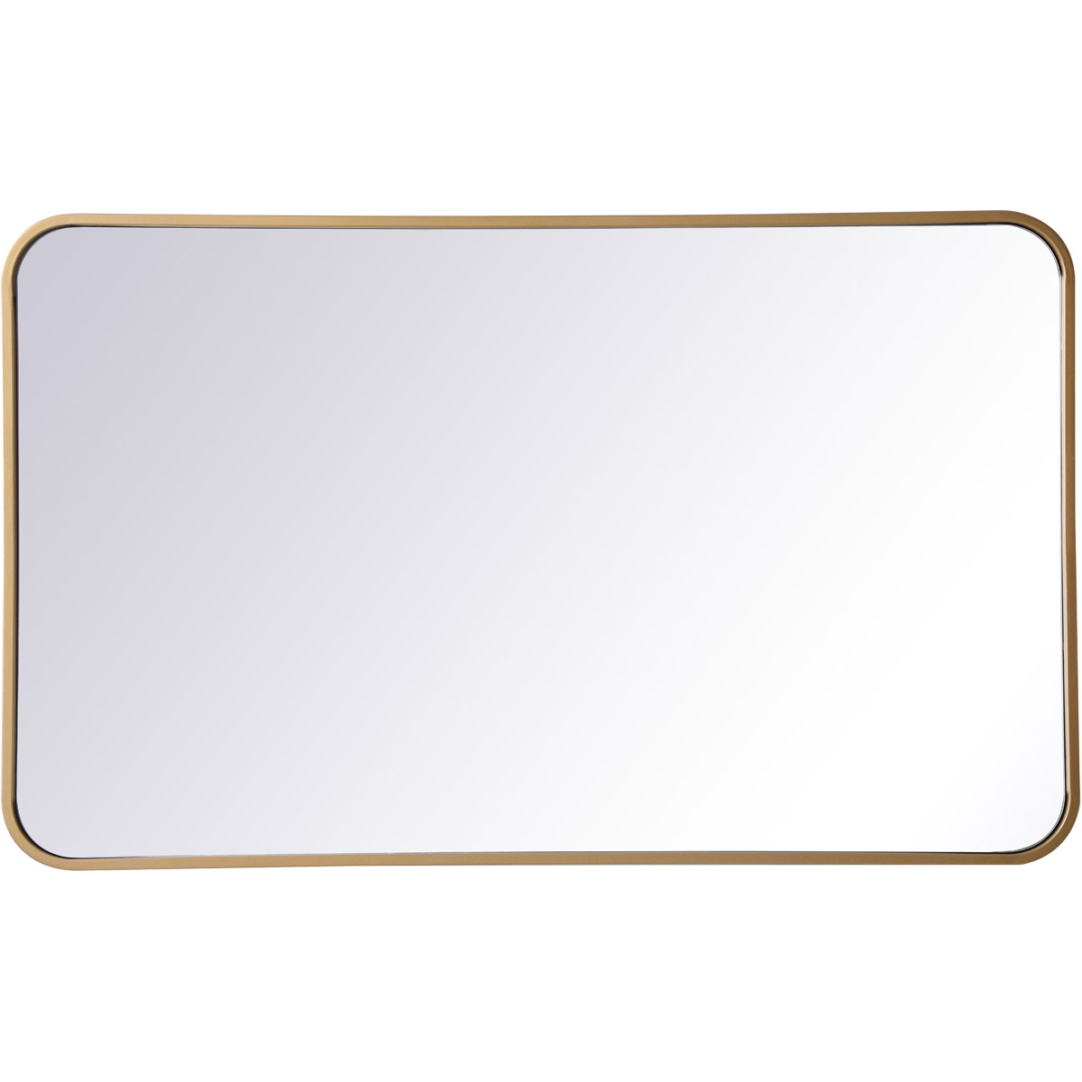 Elegant Lighting MR802236BR 22 x 36 in. Soft Corner Metal Rectangular Mirror, Brass