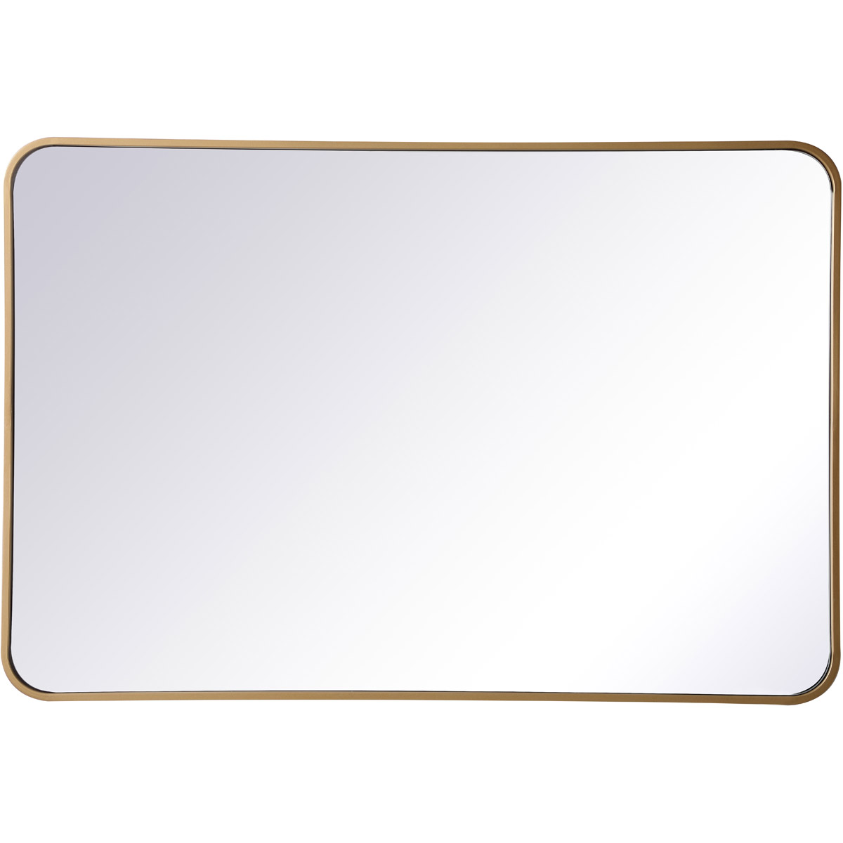 Elegant Lighting MR802740BR 27 x 40 in. Soft Corner Metal Rectangular Mirror, Brass