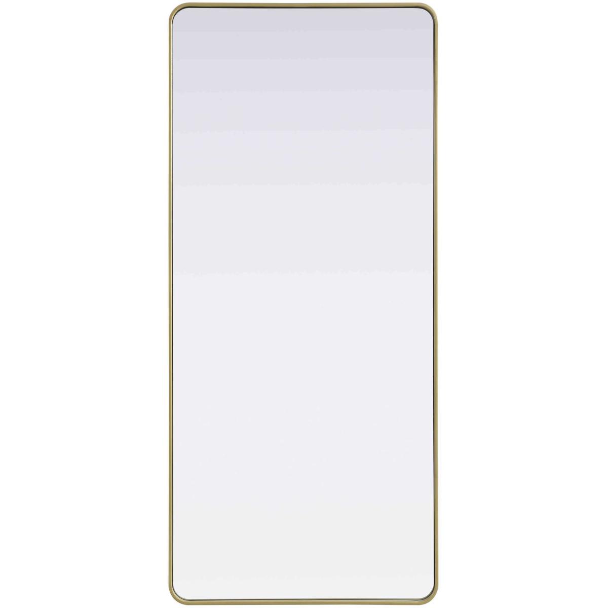 Elegant Lighting MR8A3272BRA 32 x 72 in. Contour Metal Rectangle Mirror, Brass