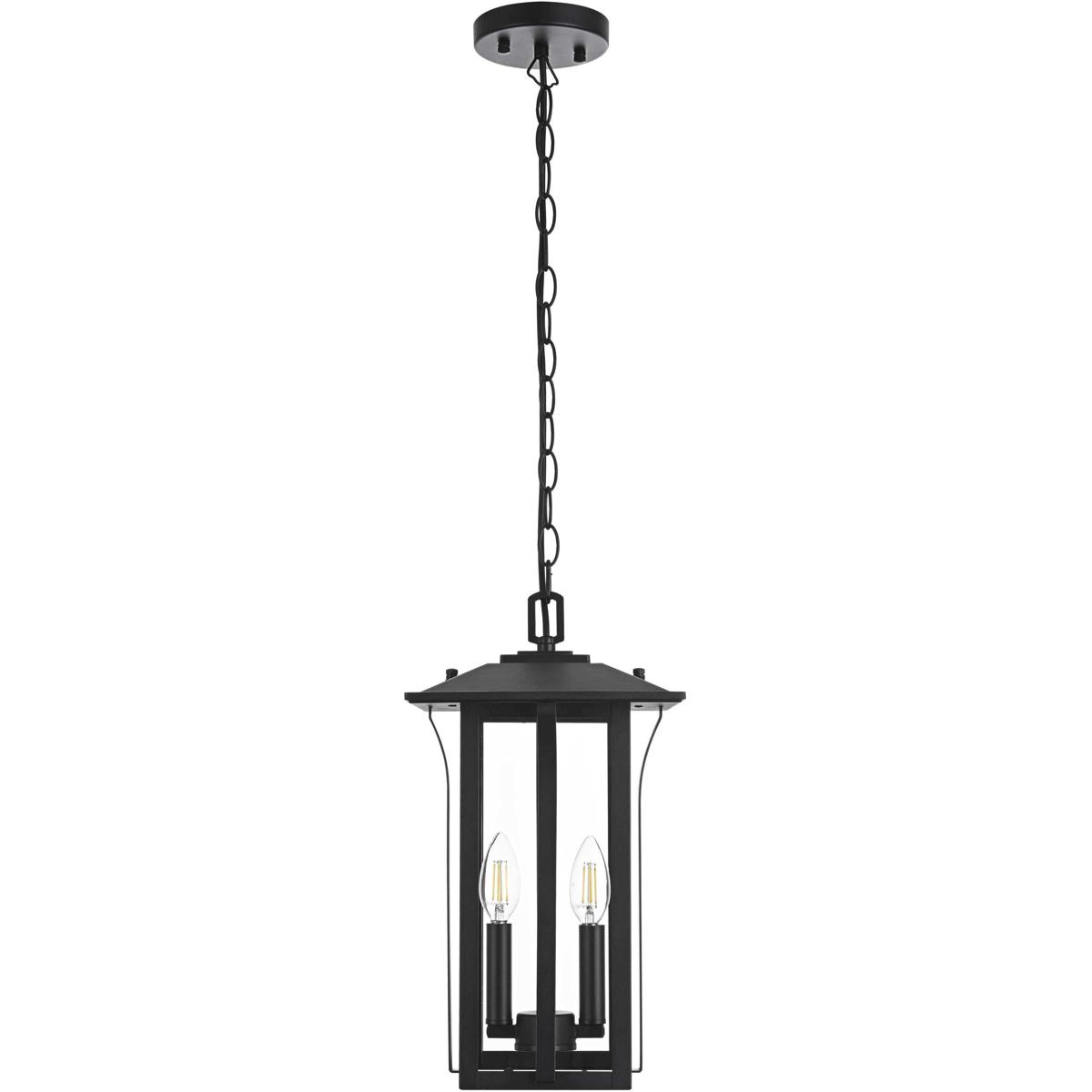 Elegant Lighting OD327H17BK Thayer 2 Light 9 inch Black Outdoor Pendant