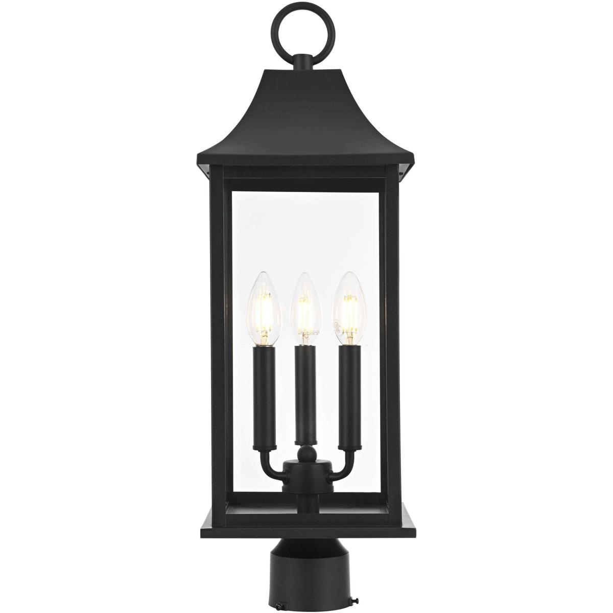 Elegant Lighting OD503P24BK Shepard 3 Light 23.5 inch Black Outdoor Post Light