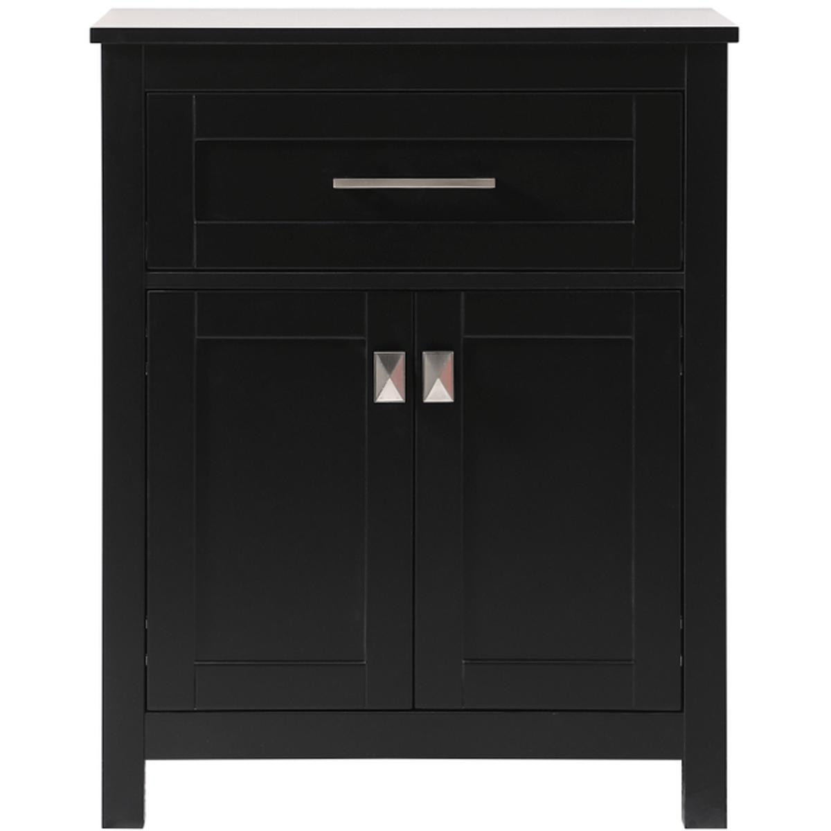 SC012430BK 24 in. Wide Bathroom Storage Freestanding Cabinet, Black