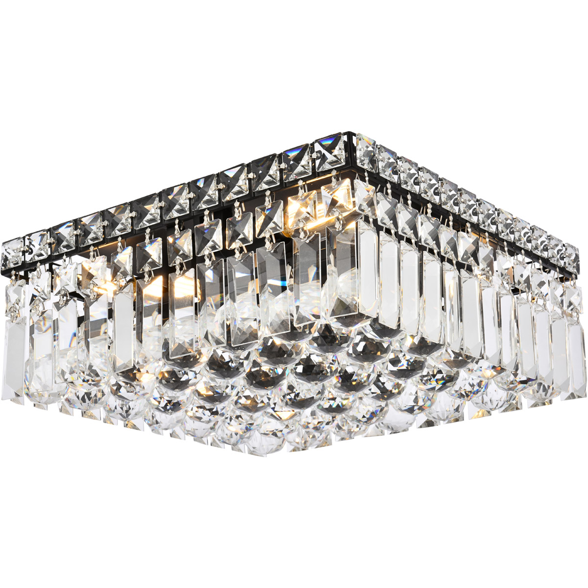 Elegant Lighting V2032F14BK/RC Maxime 5 Light 14 inch Black and Clear Flush Mount Ceiling Light in Royal Cut
