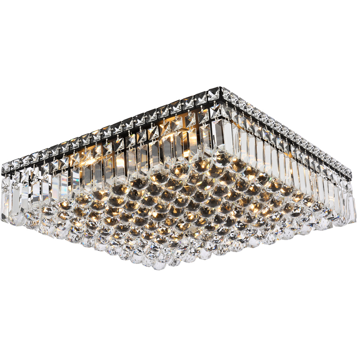 Elegant Lighting V2032F20BK/RC Maxime 12 Light 20 inch Black and Clear Flush Mount Ceiling Light in Royal Cut