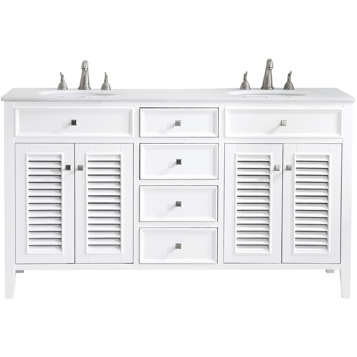 Elegant Lighting VF-1042-VW Cape Cod 60 X 21 X 35 inch Antique White Vanity Sink Set